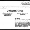 Miess Johann 1906-1996 Todesanzeige